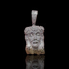14K White Gold Finish Jesus Flower Pendant + Steel Rope Chain