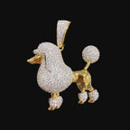 14K Gold Iced Out Poodle Pendant | CZ Diamond Dog Necklace | Luxury Hip Hop Pet Charm