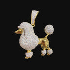 14K Gold Iced Out Poodle Pendant | CZ Diamond Dog Necklace | Luxury Hip Hop Pet Charm