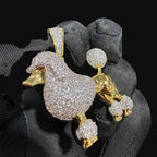 14K Gold Iced Out Poodle Pendant | CZ Diamond Dog Necklace | Luxury Hip Hop Pet Charm