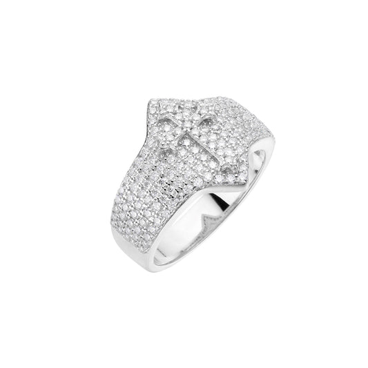 Cross Religious Size 9 Men's Moissanite Ring