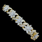Moissanite Gold Star Cuban Bracelet 16mm 8.5”