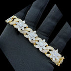 Moissanite Gold Star Cuban Bracelet 16mm 8.5”
