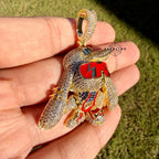 Bunny Iced Enamel Pendant 14k Gold Plated CZ + Steel AntiTarnish Rope Chain