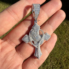 Moissanite Cross Pass Testers Iced Out Pendant + Steel Rope Chain 925 Silver Bling