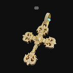 Moissanite Cross Pendant, Gold Fleur De Lis Iced Out 925 Silver Hip Hop Necklace, GRA Certified Gift