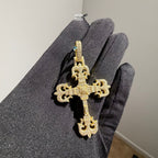 Moissanite Cross Pendant, Gold Fleur De Lis Iced Out 925 Silver Hip Hop Necklace, GRA Certified Gift