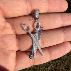 Moissanite Barber Scissor Comb Iced Out Pendant