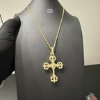 Moissanite Cross Pendant, Gold Fleur De Lis Iced Out 925 Silver Hip Hop Necklace, GRA Certified Gift