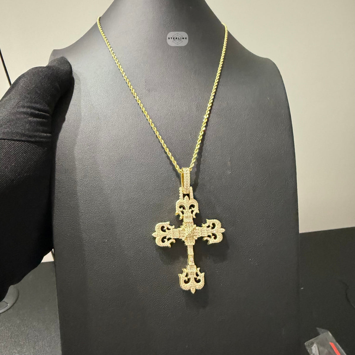 Moissanite Cross Pendant, Gold Fleur De Lis Iced Out 925 Silver Hip Hop Necklace, GRA Certified Gift