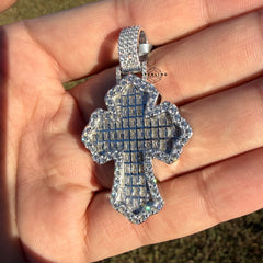 Moissanite Baguette Cross Iced Out Pendant