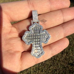 Moissanite Baguette Cross Iced Out Pendant