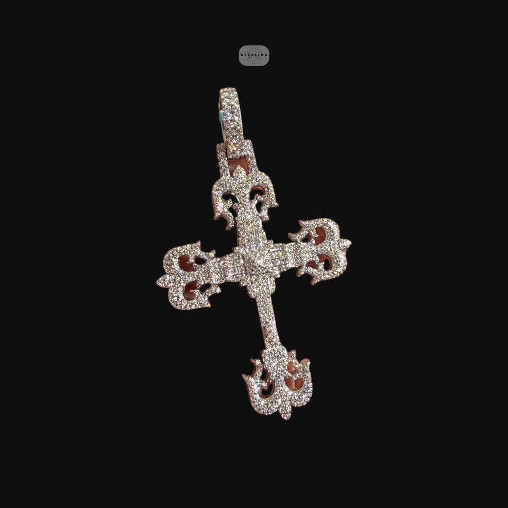 Moissanite Cross Pendant, Silver Fleur De Lis Iced Out 925 Silver Hip Hop Necklace, GRA Certified Gift (Copy)