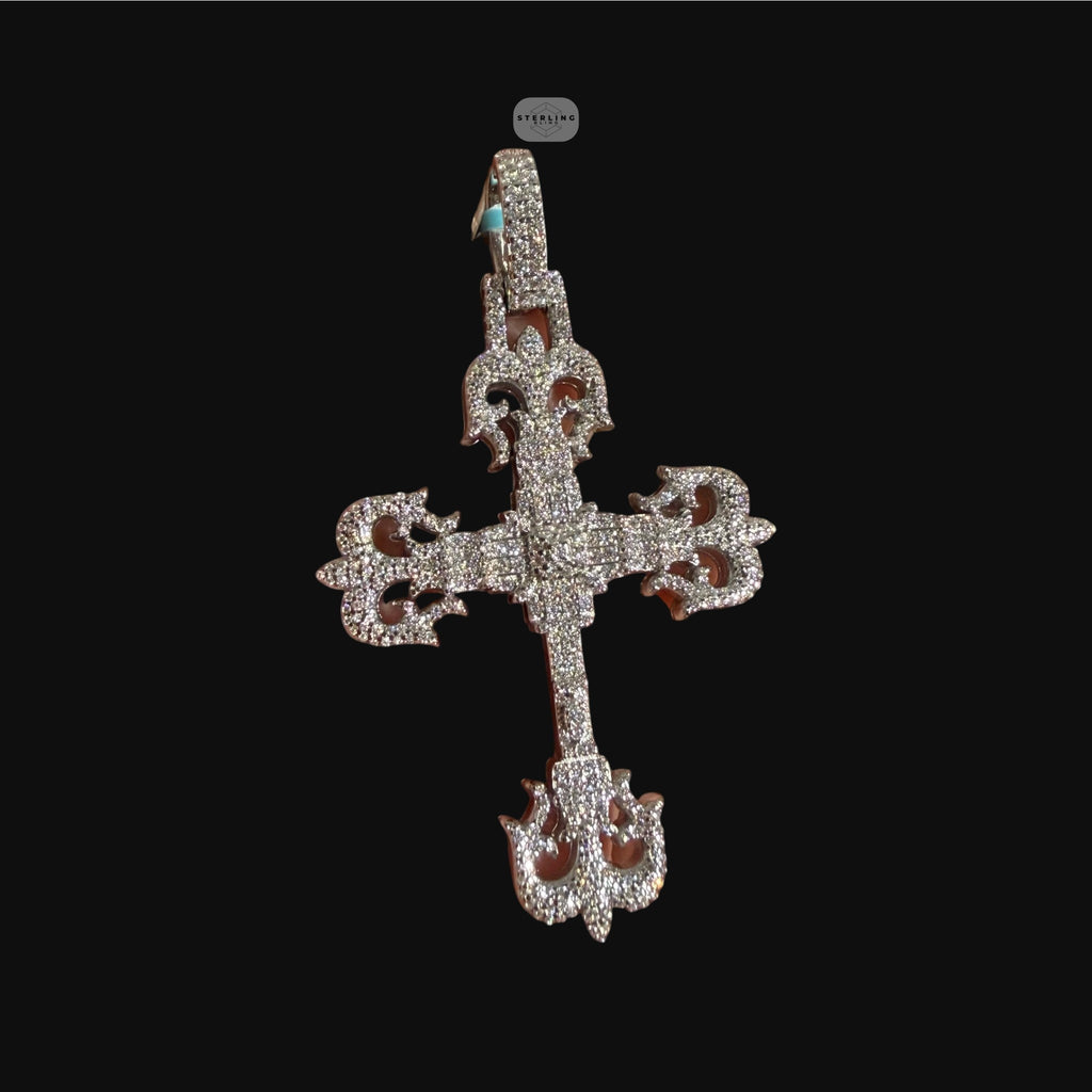 Moissanite Cross Pendant, Silver Fleur De Lis Iced Out 925 Silver Hip Hop Necklace, GRA Certified Gift (Copy)