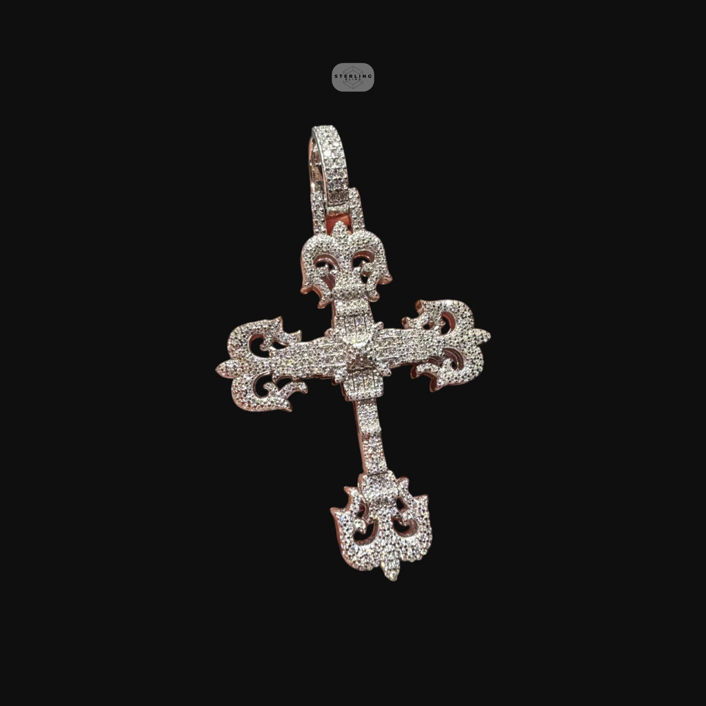 Moissanite Cross Pendant, Silver Fleur De Lis Iced Out 925 Silver Hip Hop Necklace, GRA Certified Gift (Copy)