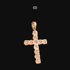 Moissanite Rose Gold Tennis Cross Pendant, 925 Silver Iced Out Hip Hop Necklace, GRA Certified w 24" Chain