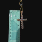 Moissanite Rose Gold Tennis Cross Pendant, 925 Silver Iced Out Hip Hop Necklace, GRA Certified w 24" Chain