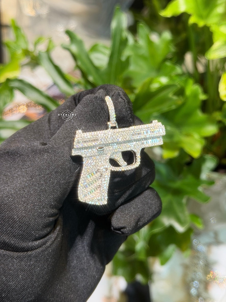 Moissanite Iced Gun Pendant