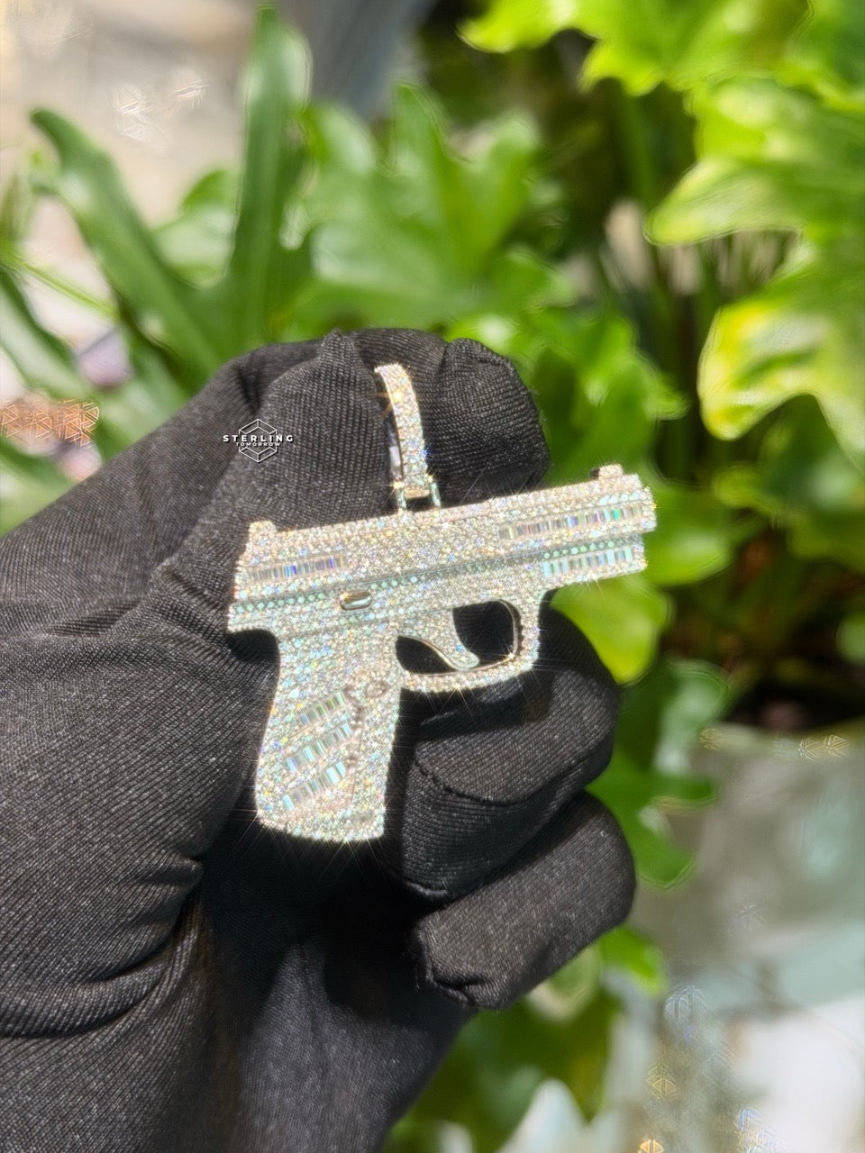 Moissanite Iced Gun Pendant