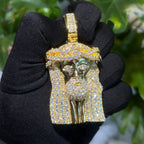 Moissanite 3" Jesus Pendant Gold Tone