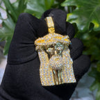 Moissanite 3" Jesus Pendant Gold Tone