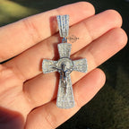 Moissanite Crucifix Cross Jesus Pendant 925 Silver Iced Out Steel Rope Chain