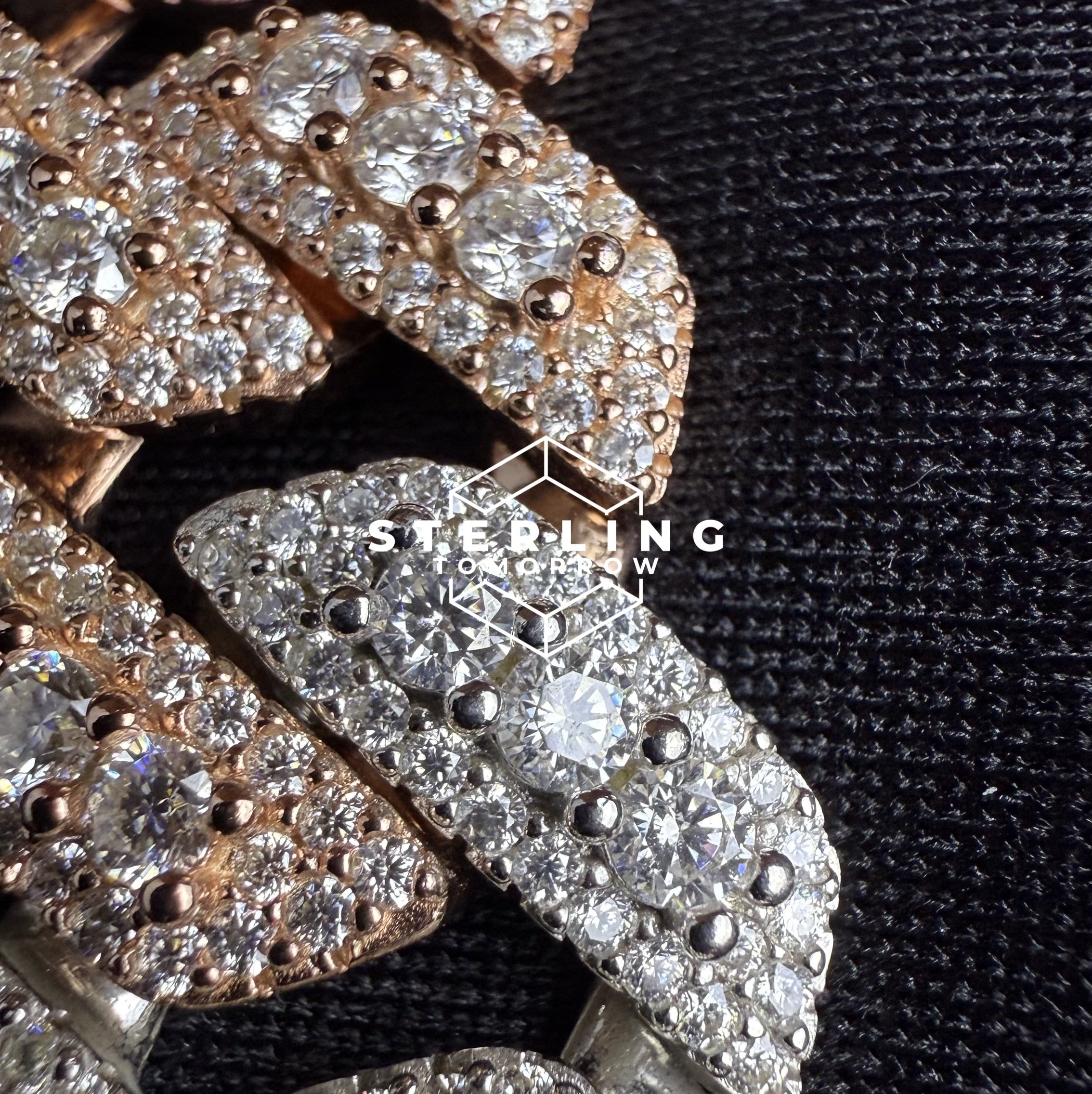 20mm Rose Two Tone Cuban Solitaire Moissanite Chain