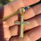 Moissanite 1.5" Gold Tone Iced Out Cross Pendant