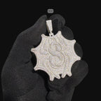 Moissanite Spider Web Pendant, 925 Silver Iced Out Hip Hop Necklace, GRA Certified w 24" Chain