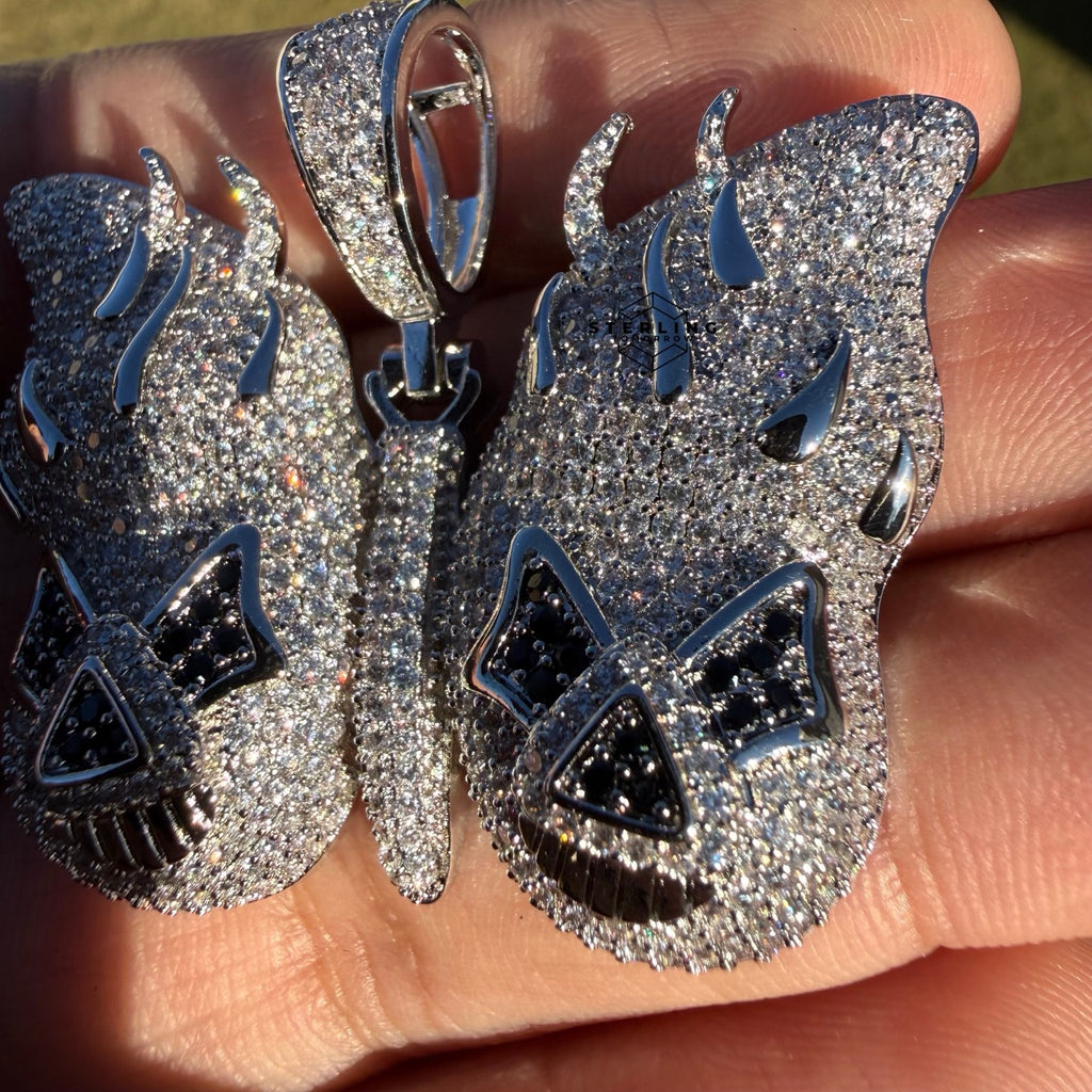Iced Out Butterfly Skull Pendant