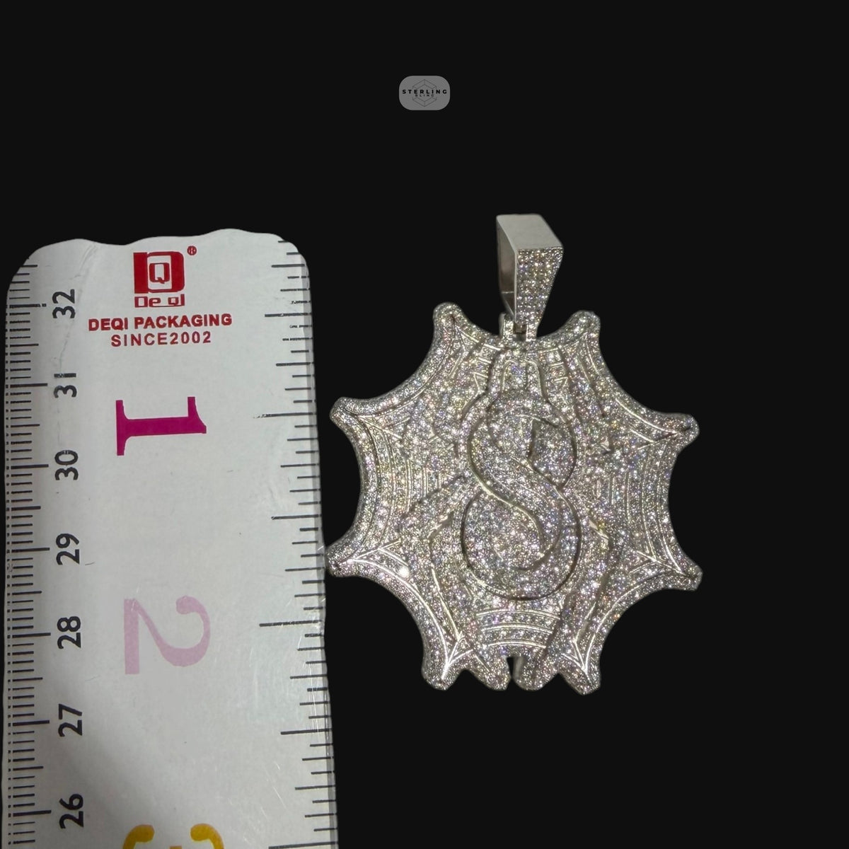 Moissanite Spider Web Pendant, 925 Silver Iced Out Hip Hop Necklace, GRA Certified w 24" Chain