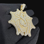 Moissanite Gold Spider Web Pendant, 925 Silver Iced Out Hip Hop Necklace, GRA Certified w 24" Chain (Copy)