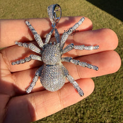 Spider Iced Pendant 14k Gold Plated CZ Hip Hop + AntiTarnish Rope Chain