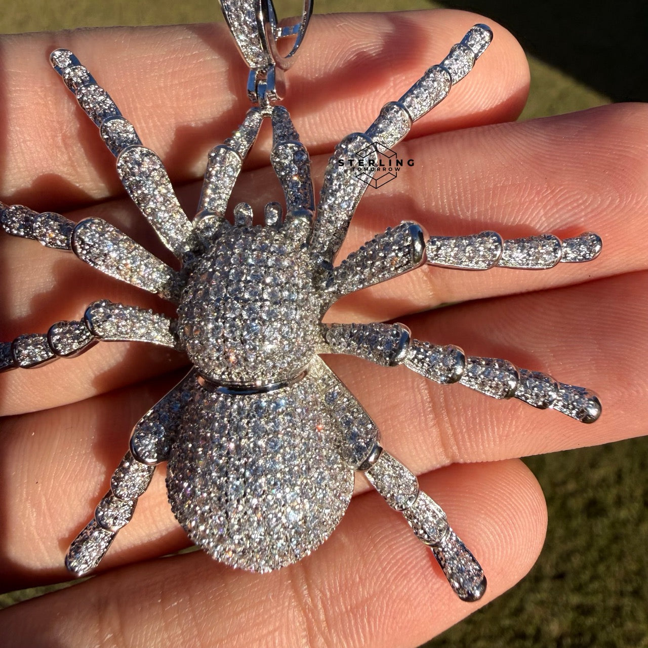Spider Iced Pendant 14k Gold Plated CZ Hip Hop + AntiTarnish Rope Chain