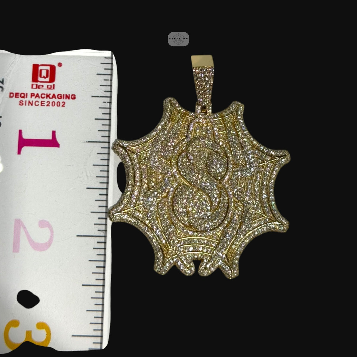 Moissanite Gold Spider Web Pendant, 925 Silver Iced Out Hip Hop Necklace, GRA Certified w 24" Chain (Copy)
