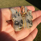 Flame Skull Iced Out Pendant 14k Gold Plated CZ + AntiTarnish Rope Chain