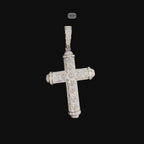 Moissanite Princess Cut Cross Pendant, 925 Silver Iced Out Hip Hop Necklace, GRA Certified w 24" Chain