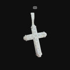 Moissanite Princess Cut Cross Pendant, 925 Silver Iced Out Hip Hop Necklace, GRA Certified w 24" Chain