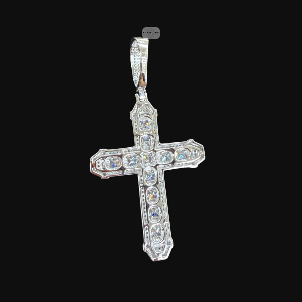 Moissanite Princess Cut Cross Pendant, 925 Silver Iced Out Hip Hop Necklace, GRA Certified w 24" Chain