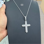 Moissanite Princess Cut Cross Pendant, 925 Silver Iced Out Hip Hop Necklace, GRA Certified w 24" Chain