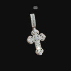Moissanite Baguette Solitaire Cross Pendant, 925 Silver Iced Out Hip Hop Necklace, GRA Certified w 24" Chain