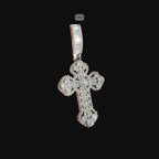 Moissanite Baguette Solitaire Cross Pendant, 925 Silver Iced Out Hip Hop Necklace, GRA Certified w 24" Chain