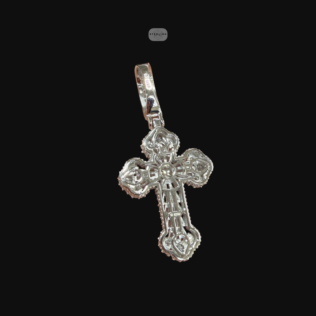 Moissanite Baguette Solitaire Cross Pendant, 925 Silver Iced Out Hip Hop Necklace, GRA Certified w 24" Chain