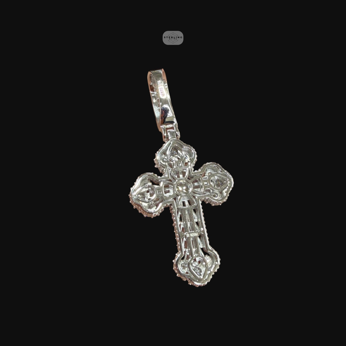 Moissanite Baguette Solitaire Cross Pendant, 925 Silver Iced Out Hip Hop Necklace, GRA Certified w 24" Chain