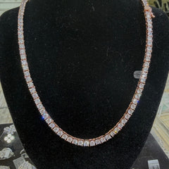 3mm 14k Rose Gold Finish CZ Tennis Chain