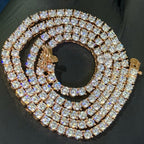 3mm 14k Rose Gold Finish CZ Tennis Chain