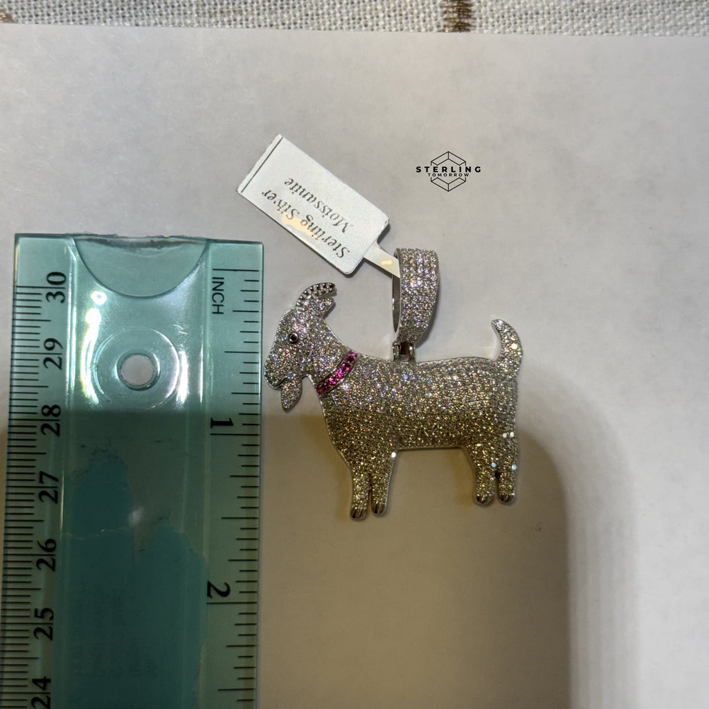 Moissanite Goat Iced Out Pendant + Steel Rope Chain