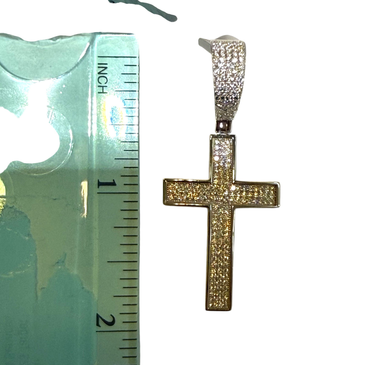 Moissanite Iced Cross Pendant + Steel Rope Chain