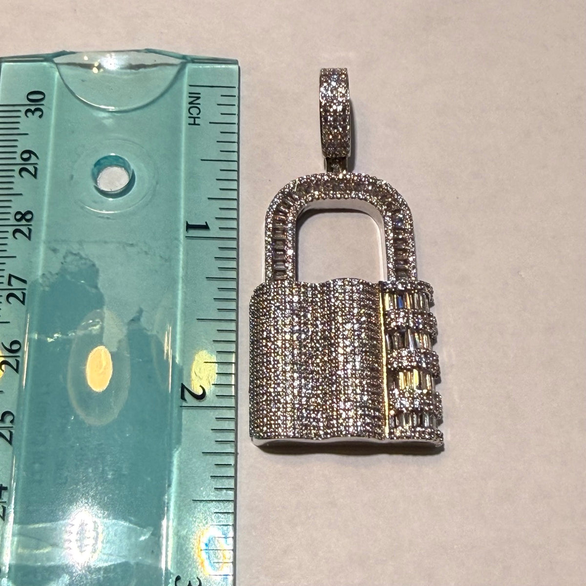 Lock Iced Out Pendant Silver Tone