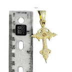 Moissanite Gold Gothic Cross Pendant, Iced Out 925 Silver Hip Hop Necklace, GRA Certified w 24" Chain